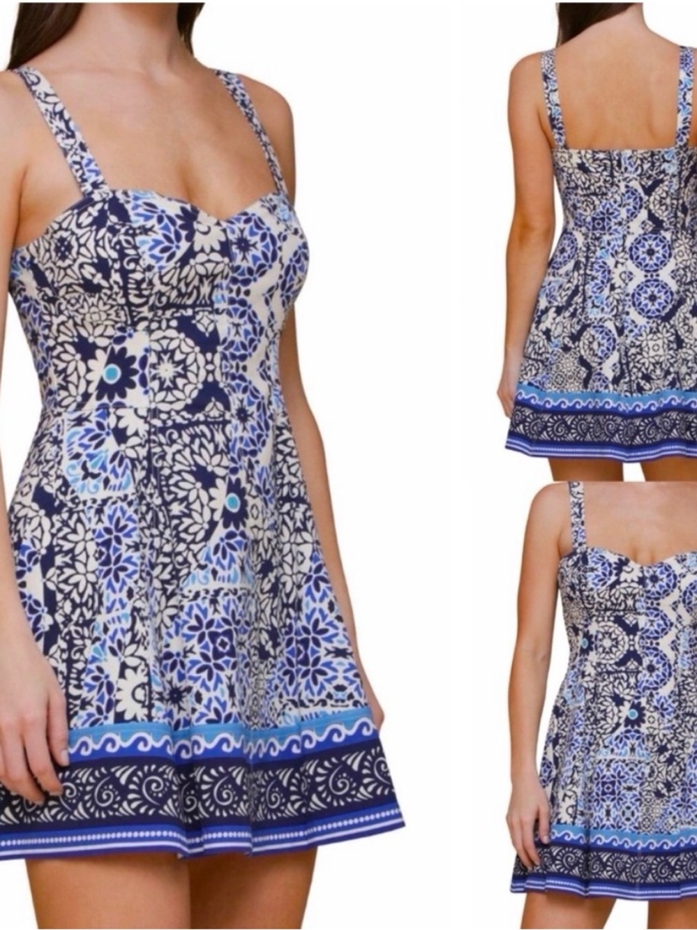 Blue and White Printed Sundress - Avec Les Filles